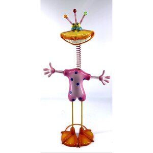 Exhart Geeky Beeks Bird Pink Garden Whimsical Creature 15" Tall Freestanding